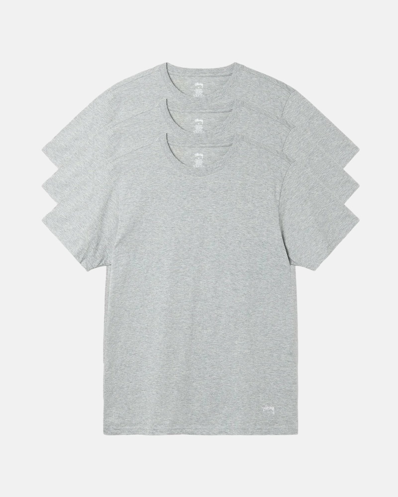 Grey Stussy Undershirt - 3 Pack Men\'s T Shirts | USA000281