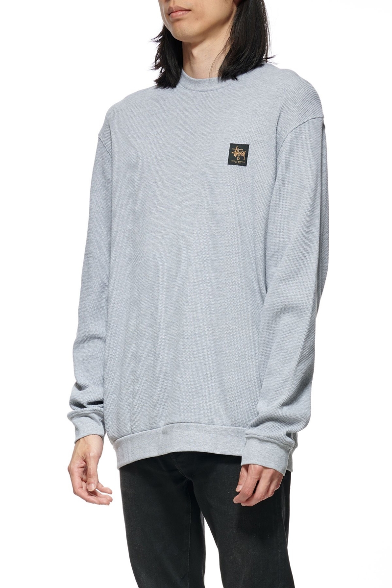 Grey Stussy Workwear Waffle Crew Men's Sweaters | USA000865