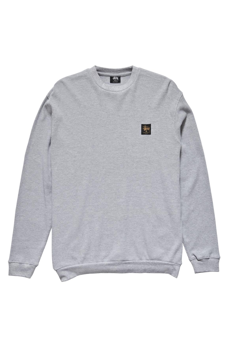 Grey Stussy Workwear Waffle Crew Men\'s Sweaters | USA000865