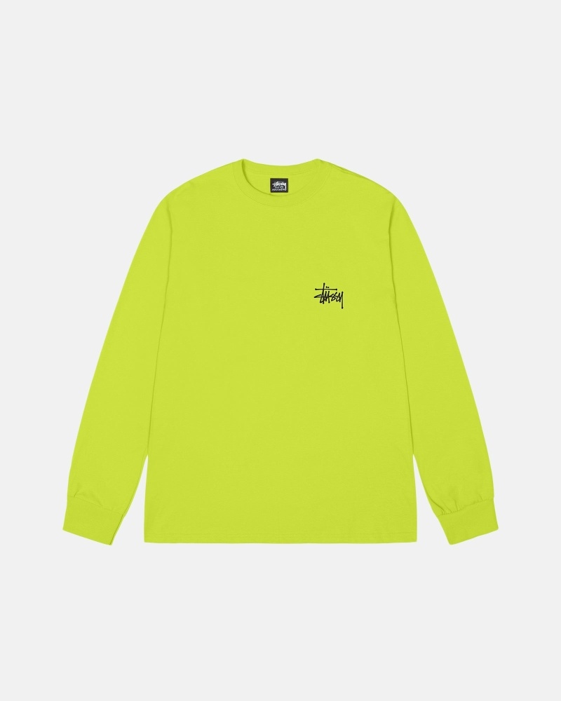 Light Green Stussy Basic Ls Men's T Shirts | USA000100