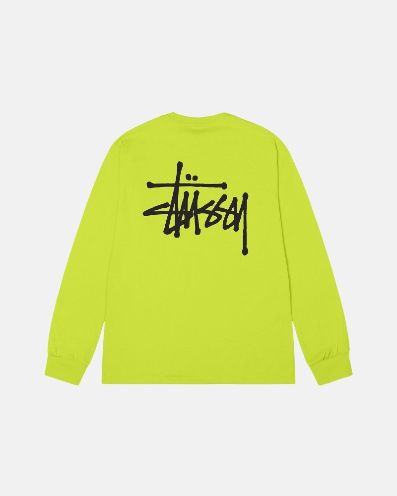 Light Green Stussy Basic Ls Men\'s T Shirts | USA000100