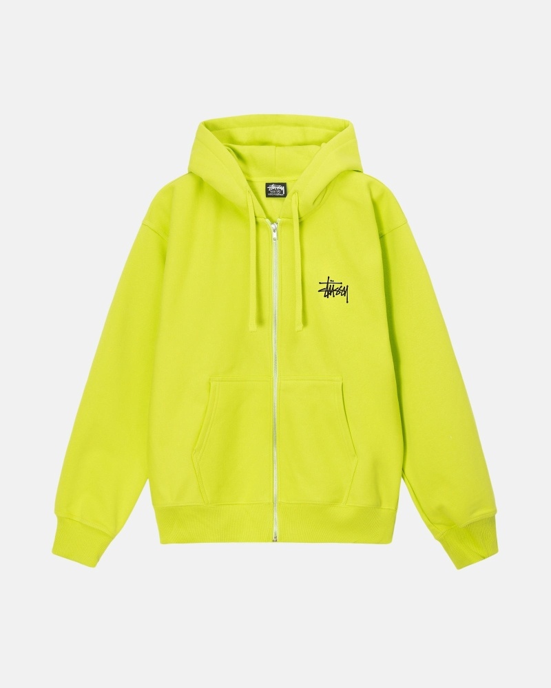 Light Green Stussy Basic Zip Men\'s Hoodies | USA000015