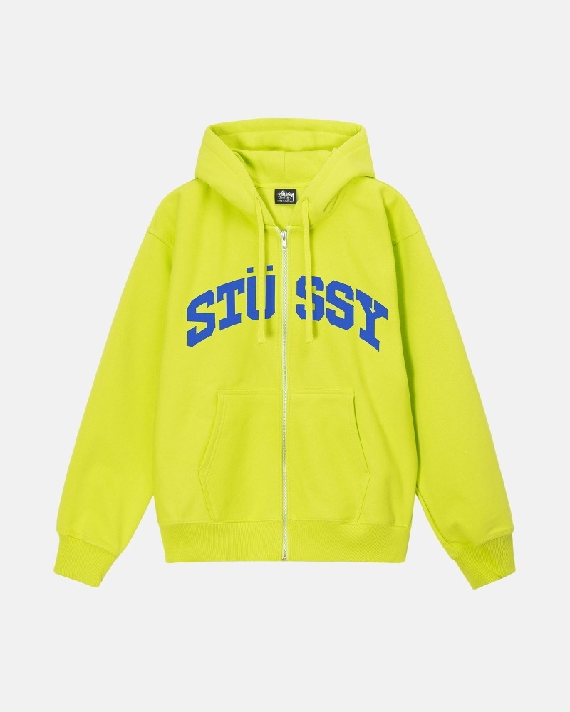 Light Green Stussy Block Sport Zip Men\'s Hoodies | USA000022