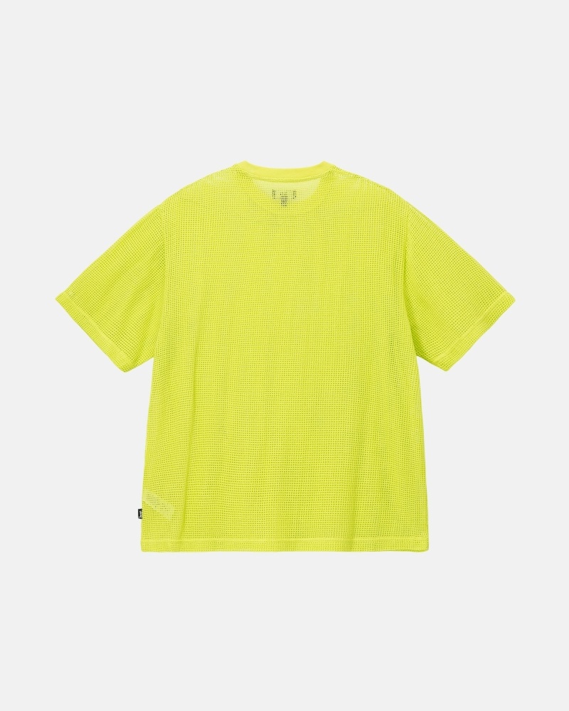 Light Green Stussy Cotton Mesh Ss Crew Men's T Shirts | USA000143