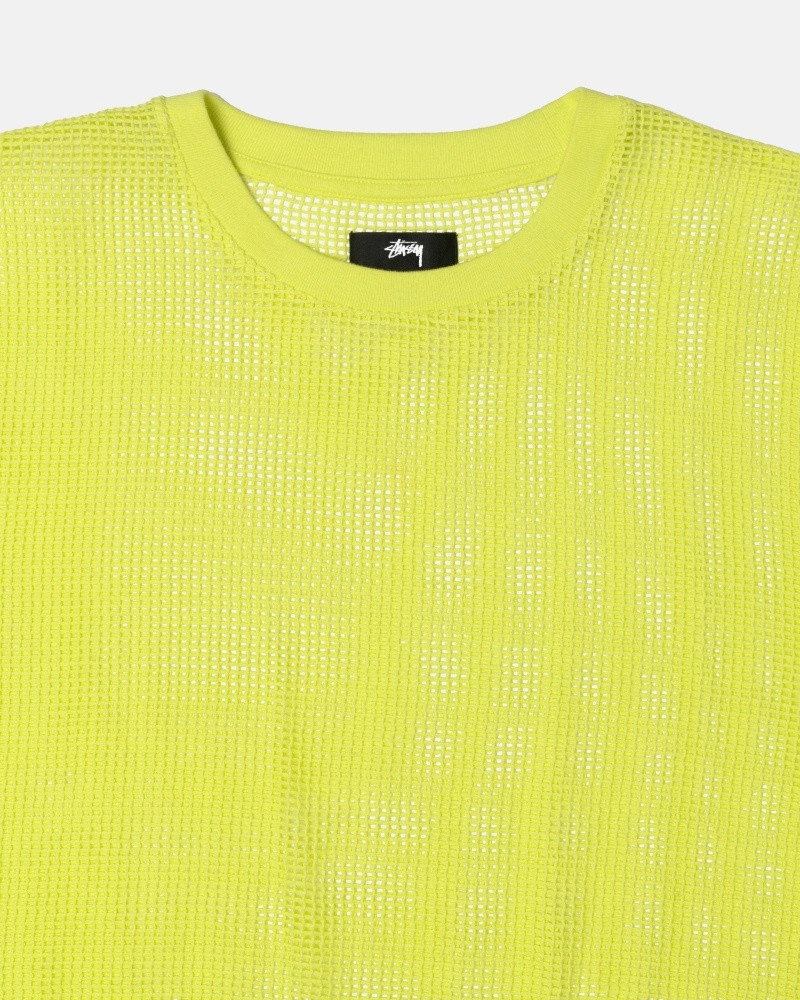 Light Green Stussy Cotton Mesh Ss Crew Men's T Shirts | USA000143