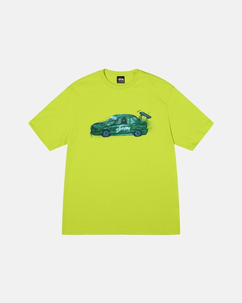 Light Green Stussy Racecar Men\'s T Shirts | USA000256