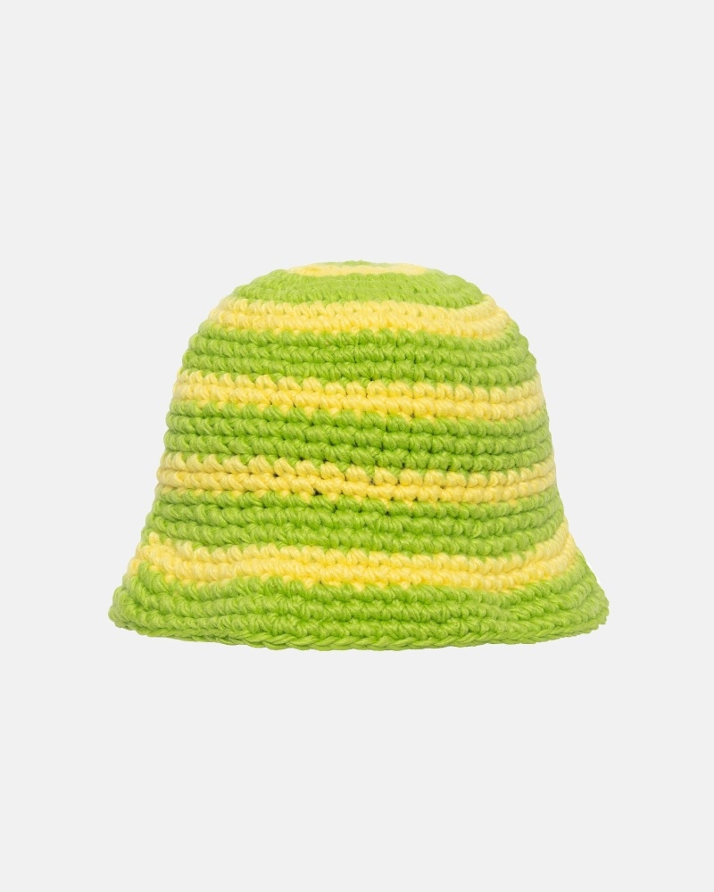 Light Green Stussy Swirl Knit Men's Bucket Hats | USA000500