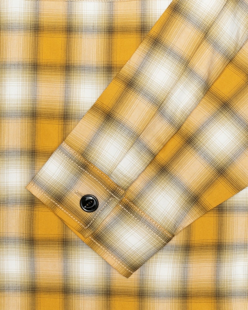 Mustard Stussy Eddie Plaid Zip Men's Shirts | USA000303