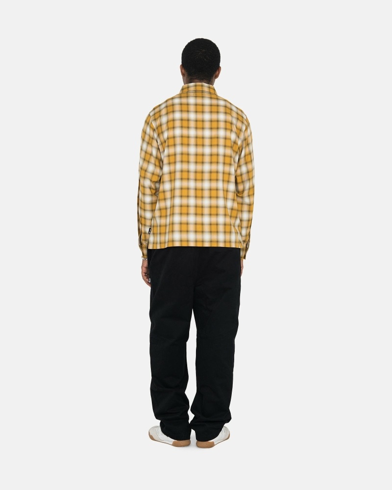 Mustard Stussy Eddie Plaid Zip Men's Shirts | USA000303