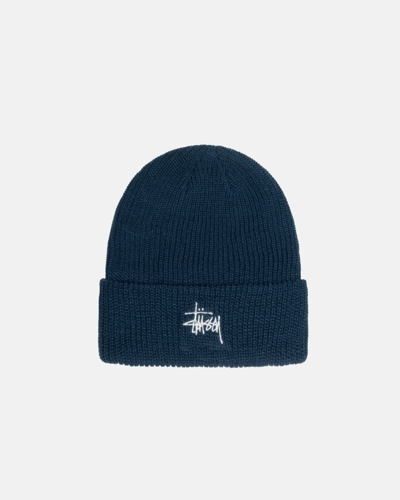 Navy Stussy Basic Cuff Men\'s Beanie | USA000384