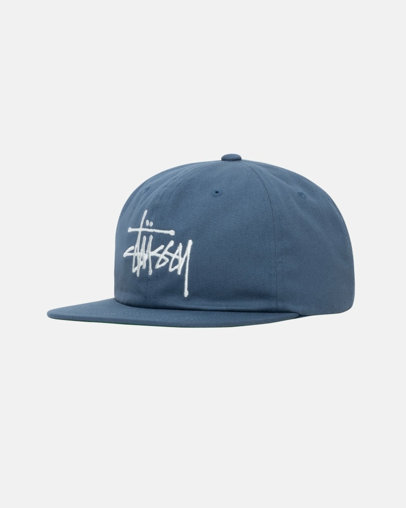 Navy Stussy Basic Strapback Men's Caps | USA000395