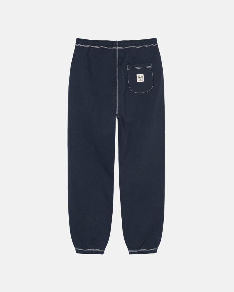 Navy Stussy Contrast Stitch Label Pant Men's Sweatpants | USA000875