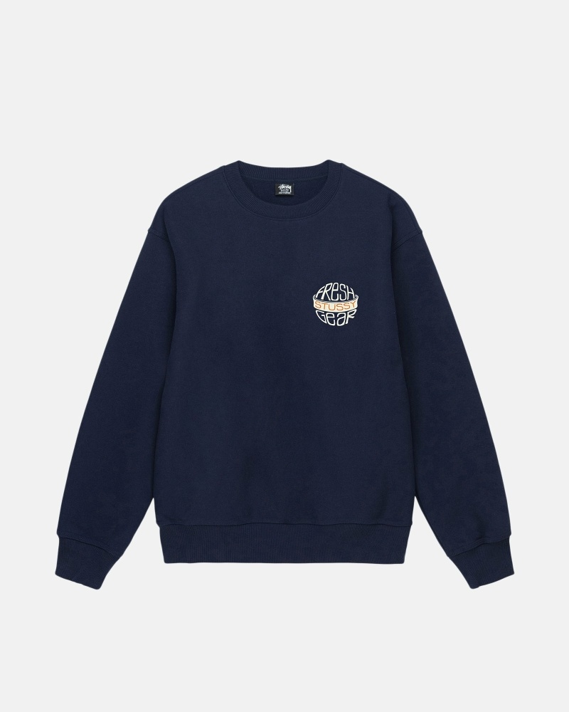 Navy Stussy Fresh Gear Crew Men's Hoodies | USA000042