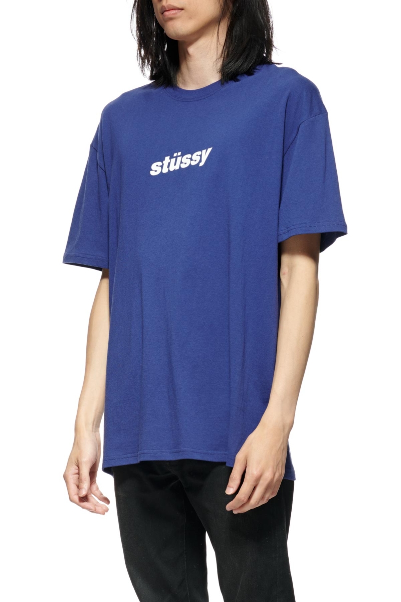 Navy Stussy Italic College SS Men's T Shirts | USA000227