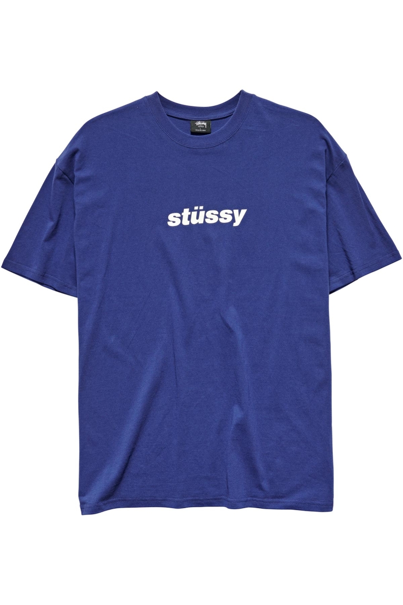 Navy Stussy Italic College SS Men\'s T Shirts | USA000227