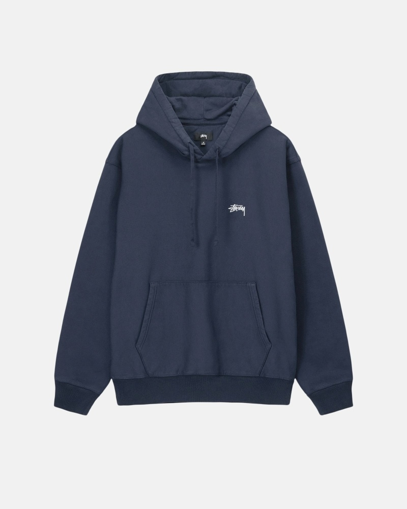 Navy Stussy Overdyed Stock Logo Men\'s Hoodies | USA000049