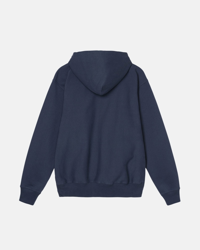 Navy Stussy Stock Logo Zip Men's Hoodies | USA000082