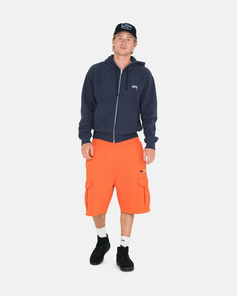 Navy Stussy Stock Logo Zip Men's Hoodies | USA000082