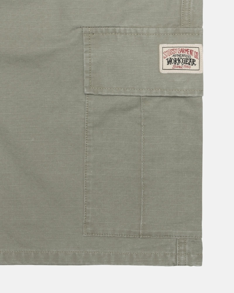 Olive Stussy Ripstop Cargo Men's Shorts | USA000670