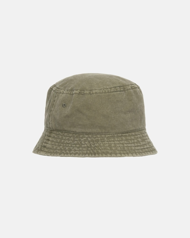 Olive Stussy Washed Stock Men's Bucket Hats | USA000509