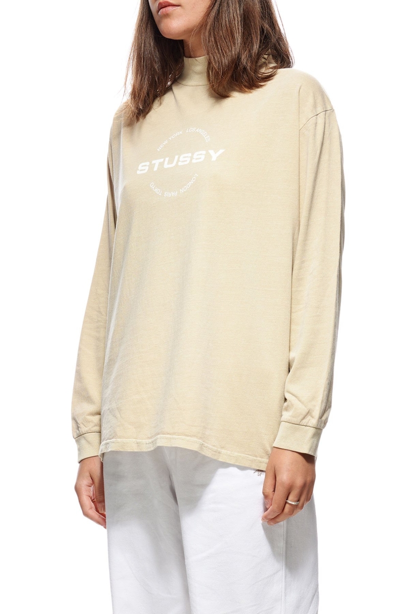 Orange Stussy Circles Mock Neck LS OS Women's Sweatshirts | USA000897