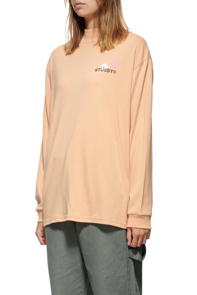 Orange Stussy City Flower Mock Neck LS Women's Sweatshirts | USA000904