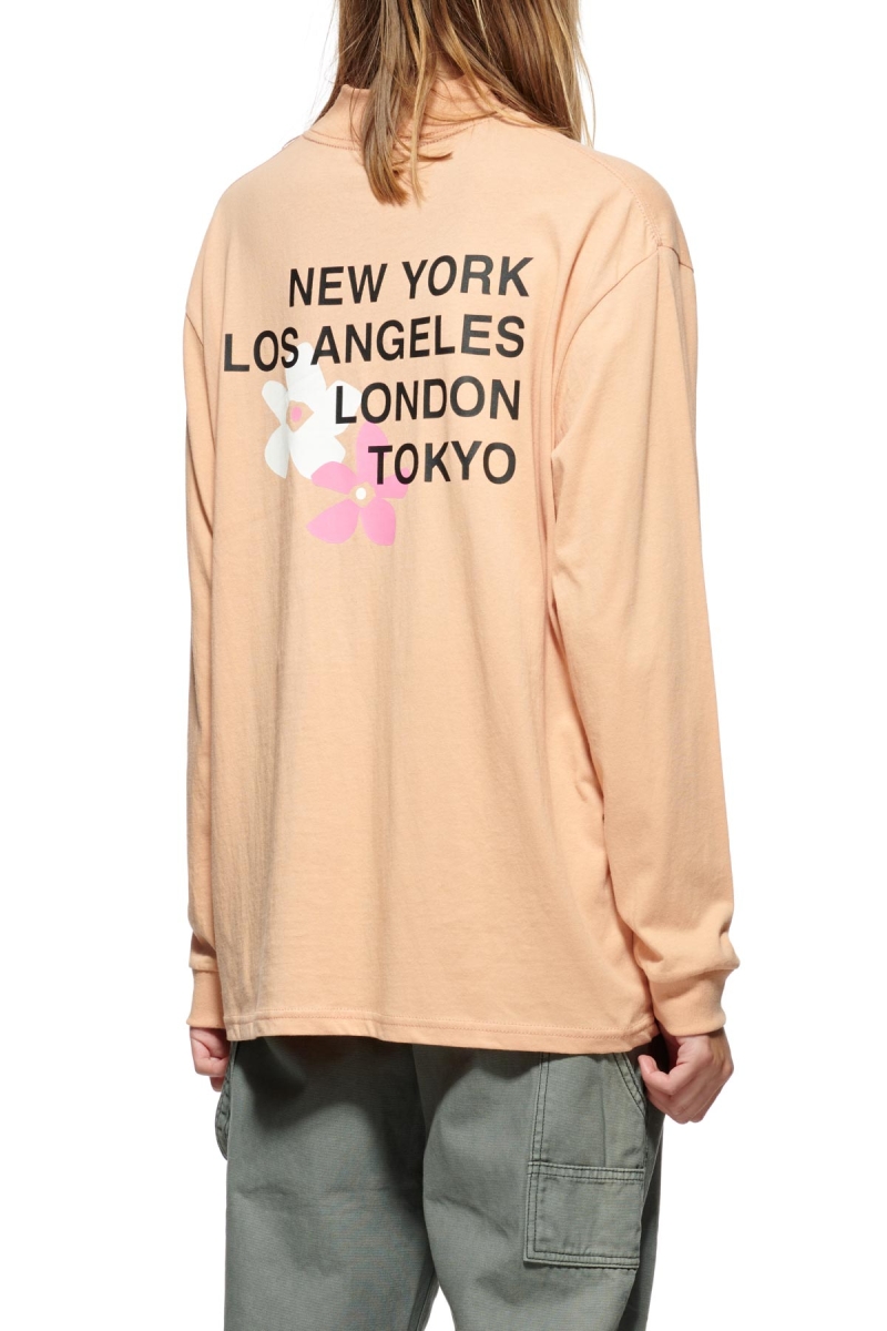 Orange Stussy City Flower Mock Neck LS Women's Sweatshirts | USA000904