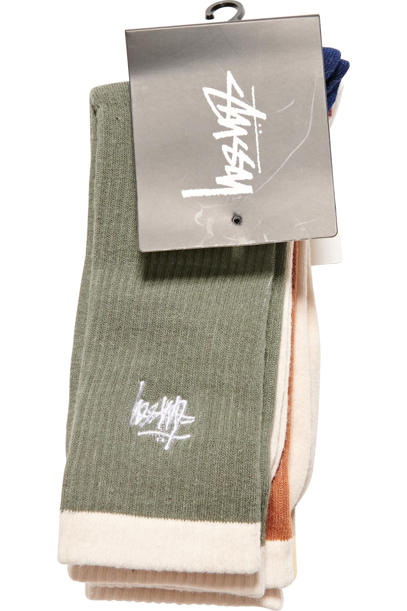 Orange Stussy Graffiti Panel (3 Pack) Women's Socks | USA000732