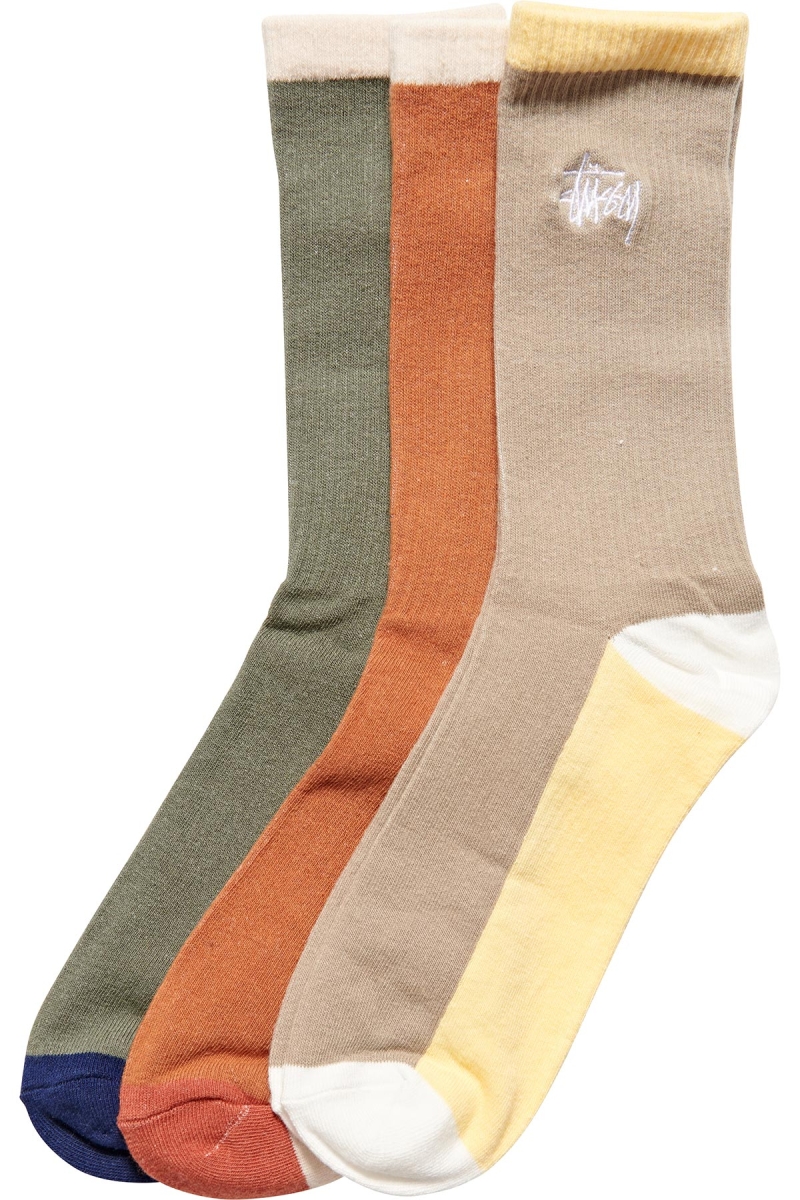 Orange Stussy Graffiti Panel (3 Pack) Women\'s Socks | USA000732