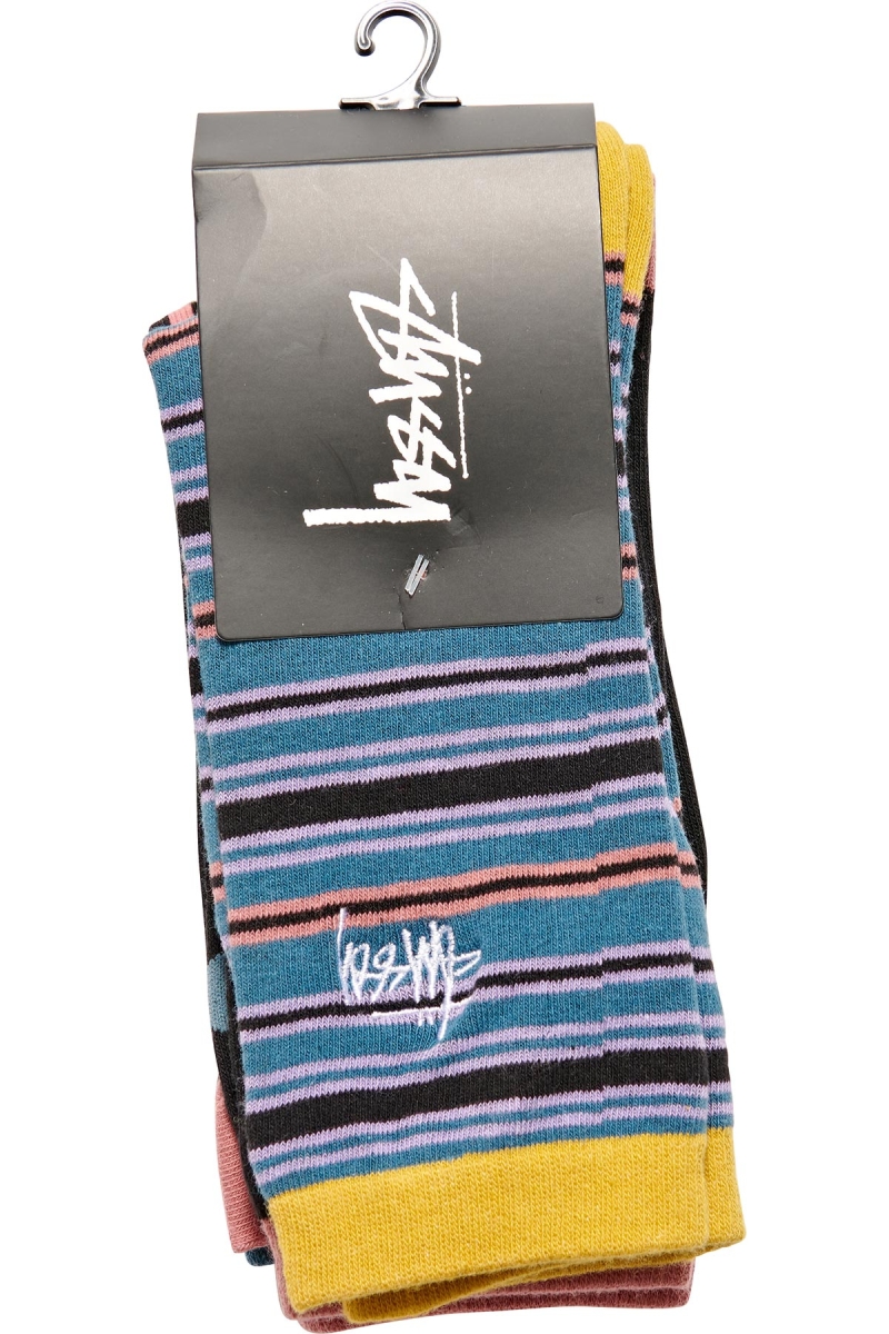 Orange Stussy Graffiti Pattern (3 Pack) Men's Socks | USA000733