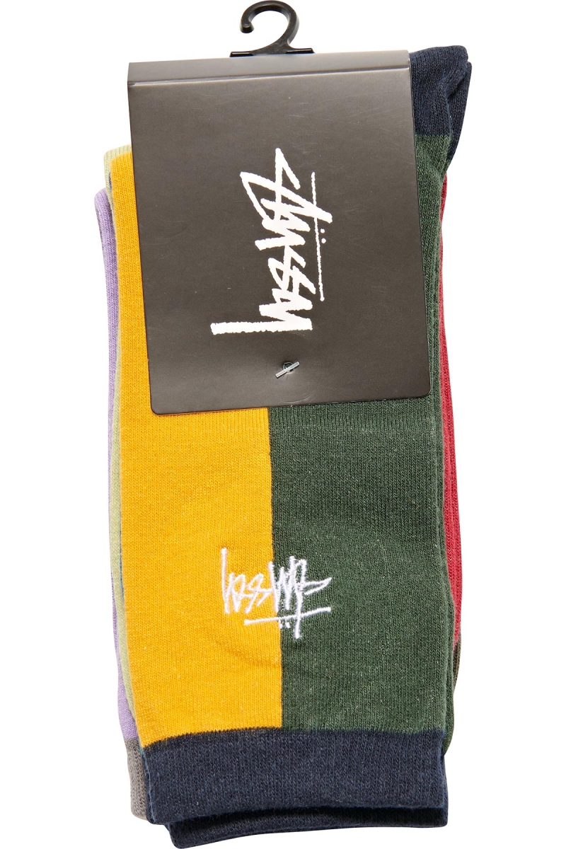 Orange Stussy Graffiti Splice (3 Pack) Men's Socks | USA000735