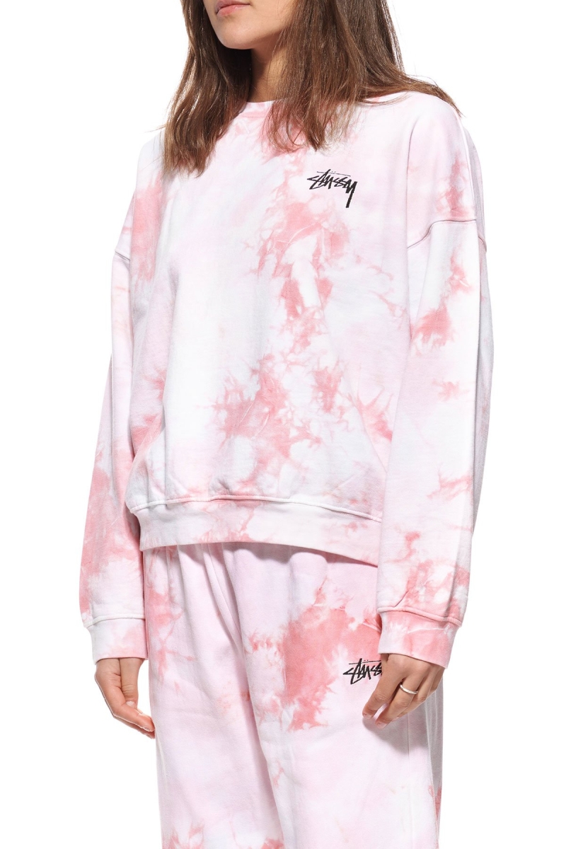 Pink Stussy Avalon Tie Dye Crew Women's Sportswear | USA000749