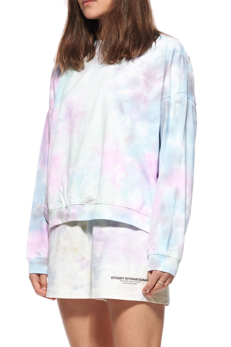 Pink Stussy Breeze Tie Dye Crew Women's Sportswear | USA000750