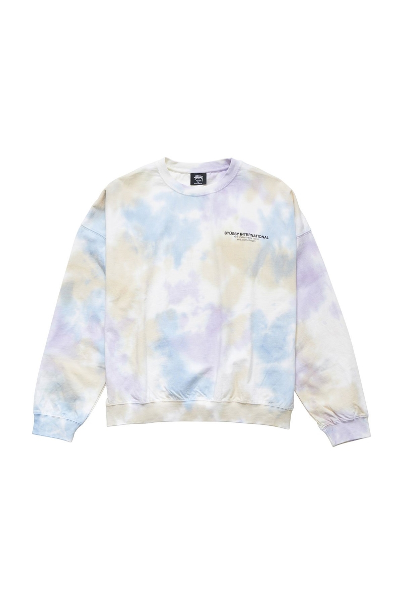 Pink Stussy Breeze Tie Dye Crew Women\'s Sportswear | USA000750