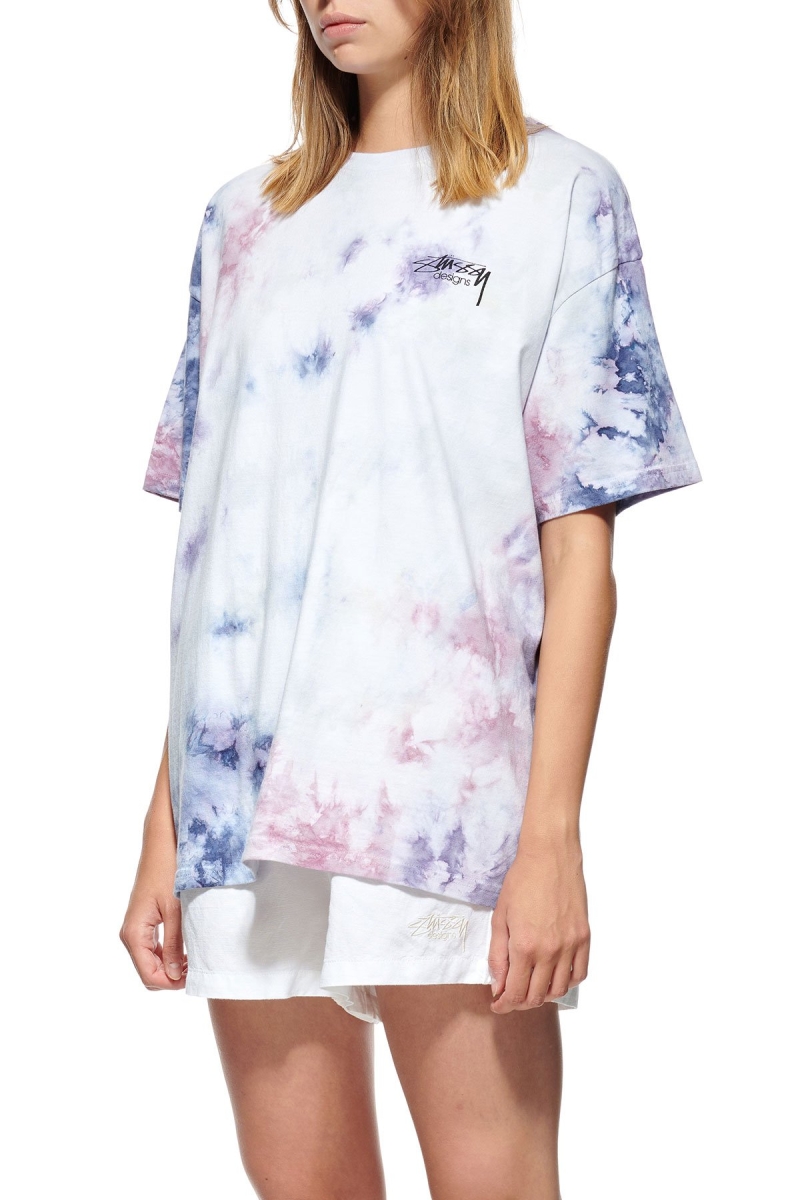 Pink Stussy Designs Marble Tee Women's Sportswear | USA000756