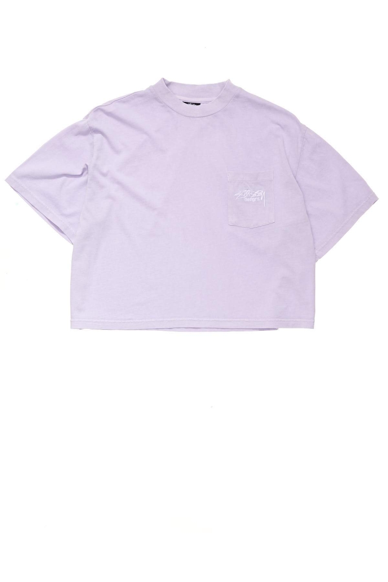 Pink Stussy Designs Pocket Boxy Women\'s T Shirts | USA000152