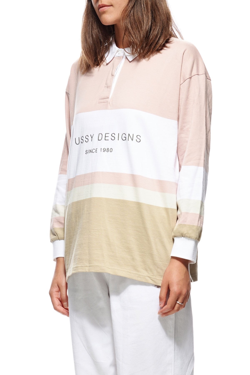 Pink Stussy Harrison Panelled Rugby Women's Shirts | USA000312