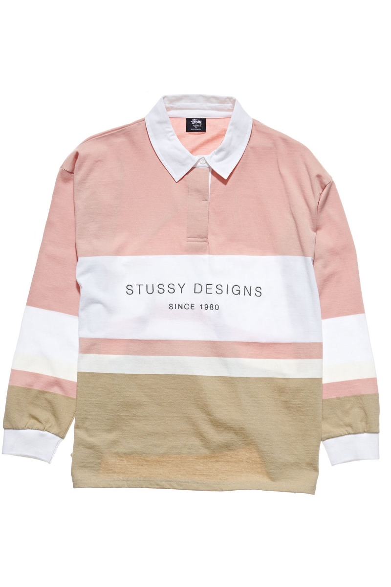 Pink Stussy Harrison Panelled Rugby Women\'s Shirts | USA000312