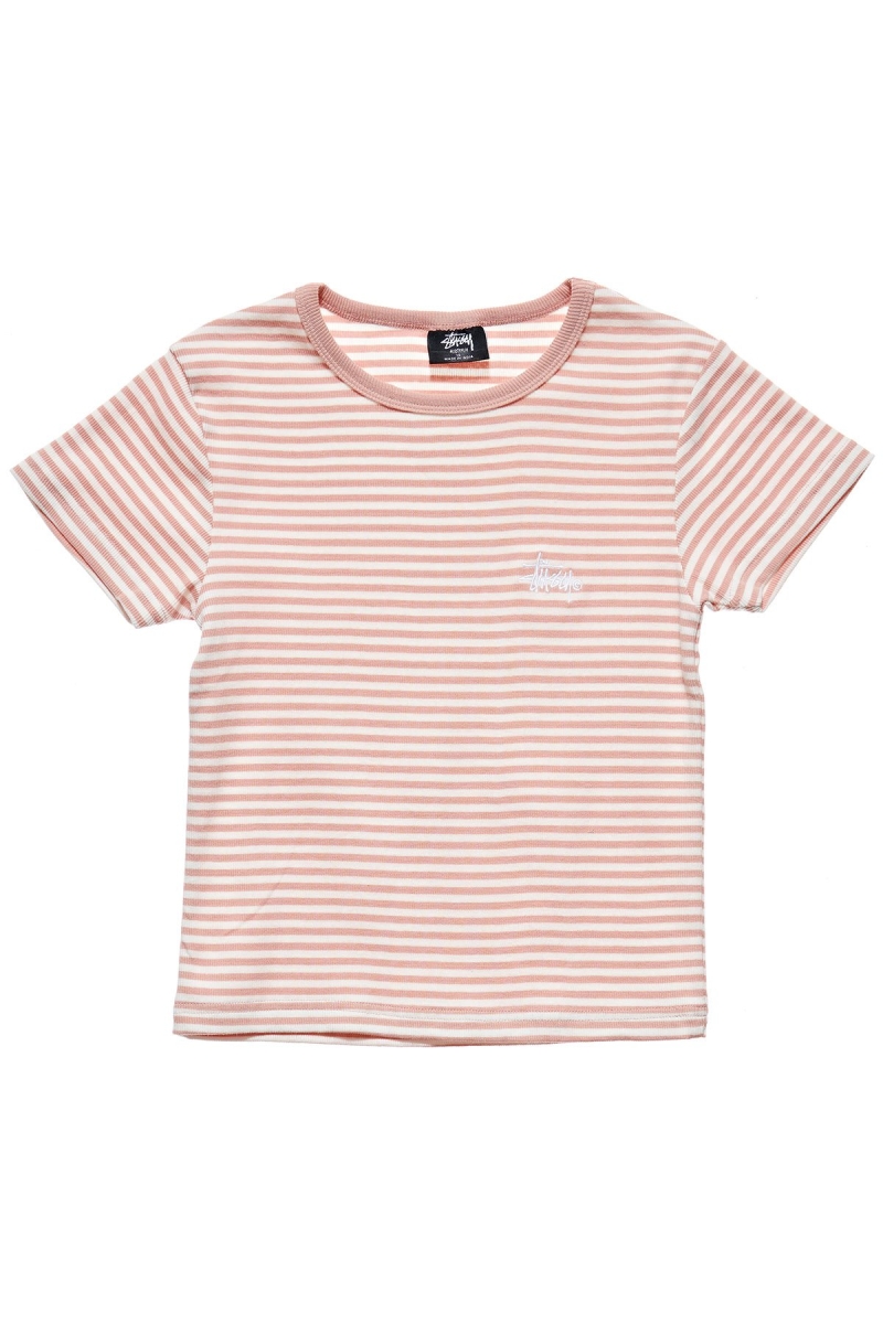 Pink Stussy Hyde Stripe Rib Women\'s T Shirts | USA000222