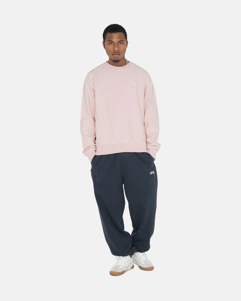 Pink Stussy Overdyed Stock Logo Crew Men's Hoodies | USA000052