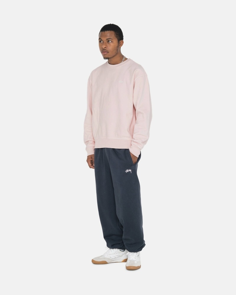 Pink Stussy Overdyed Stock Logo Crew Men's Hoodies | USA000052