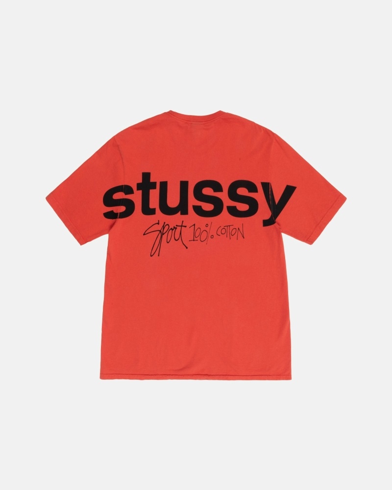 Pink Stussy Sport 100% Pigment Dyed Men's T Shirts | USA000268