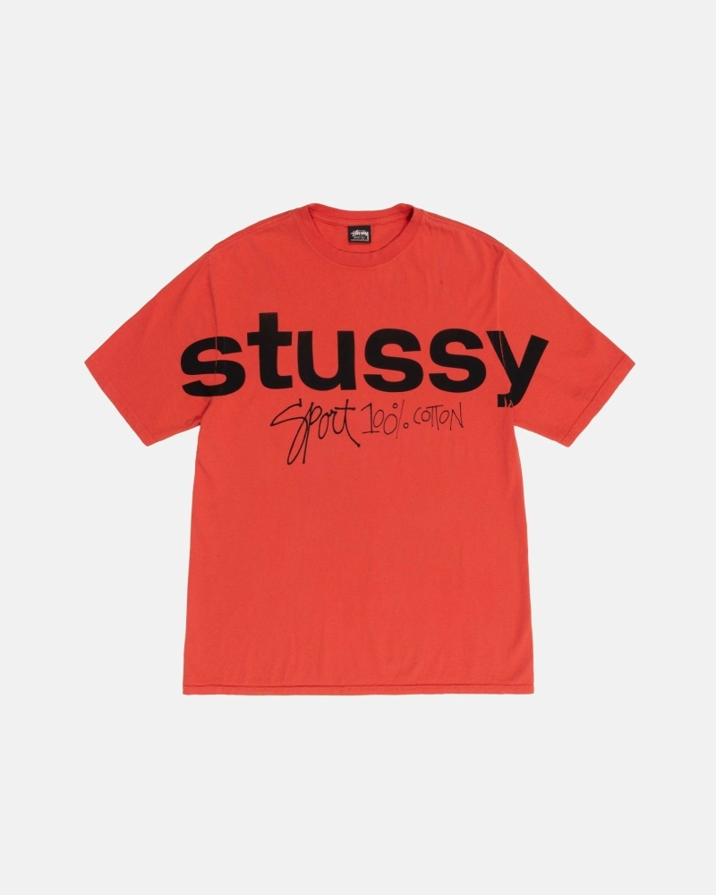 Pink Stussy Sport 100% Pigment Dyed Men\'s T Shirts | USA000268