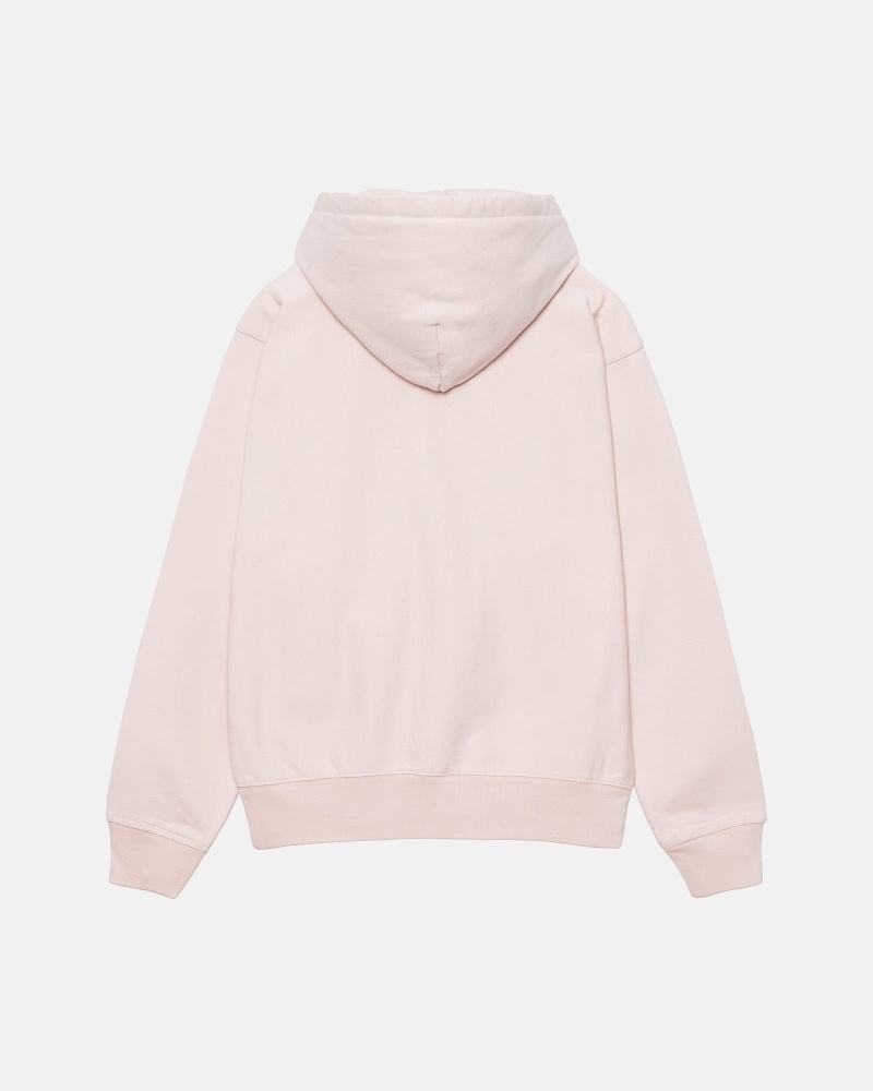 Pink Stussy Stock Logo Zip Men's Hoodies | USA000083