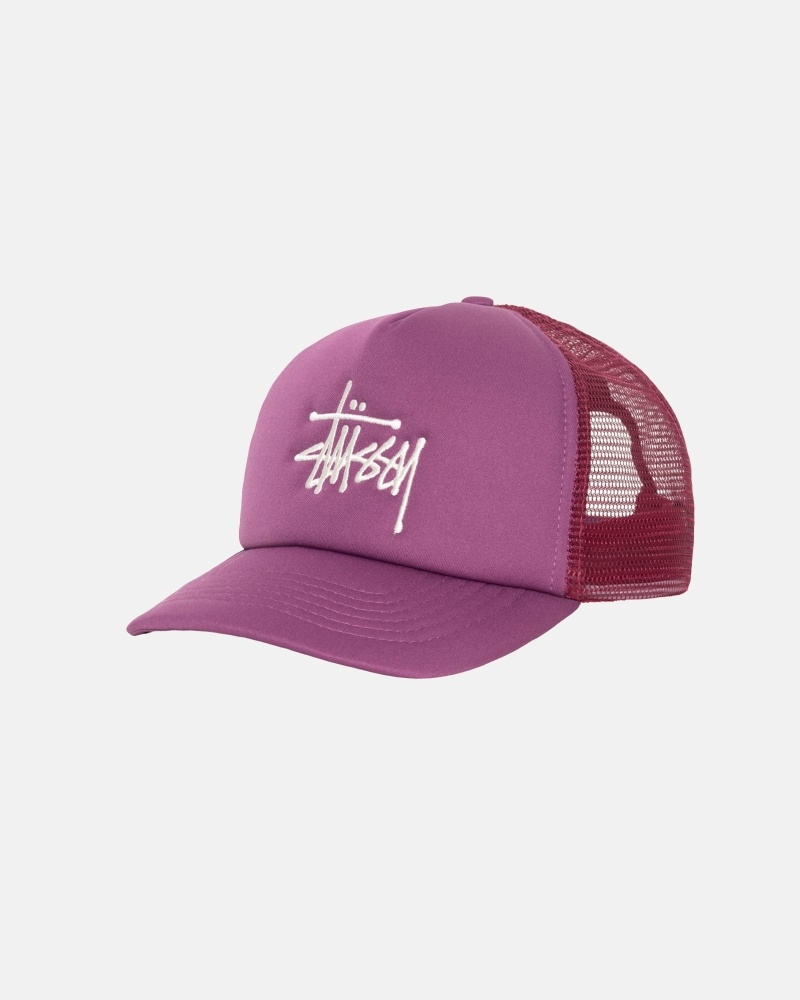 Purple Stussy Big Basic Trucker Men's Caps | USA000400