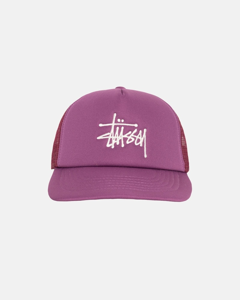 Purple Stussy Big Basic Trucker Men\'s Caps | USA000400