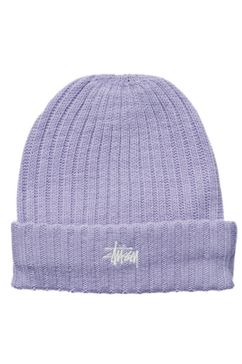 Purple Stussy Graffiti Rib Knit Beanie Women\'s Hats | USA000456