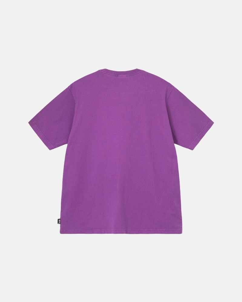 Purple Stussy Heavyweight Pigment Dyed Crew Men's T Shirts | USA000199