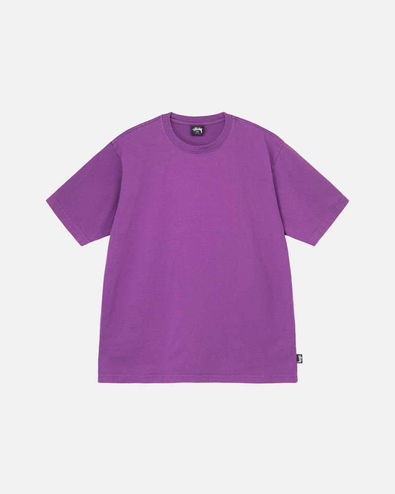 Purple Stussy Heavyweight Pigment Dyed Crew Men\'s T Shirts | USA000199