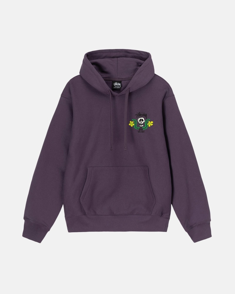 Purple Stussy Skull Crest Men's Hoodies | USA000065